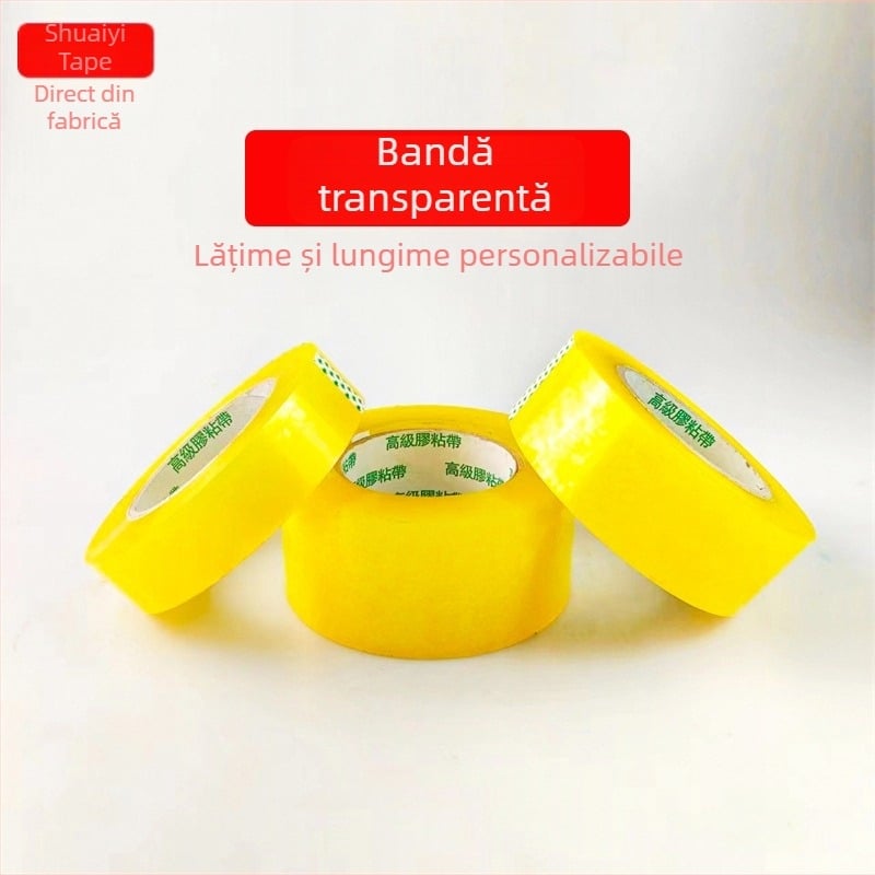 Bandă de ambalare transparentă, 4,5 cm x 100 m, lungime reglabilă, adezivă puternică pentru sigilare și expediere