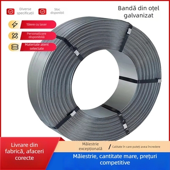 Bandă de ambalare din oțel zincat, galvanizată la cald, rezistentă la coroziune, lățime 16–32 mm