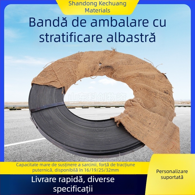 Bandă de ambalare din oțel vopsit albastru, lățimi 16/19/25/32 mm, curele metalice pentru legarea produselor metalice