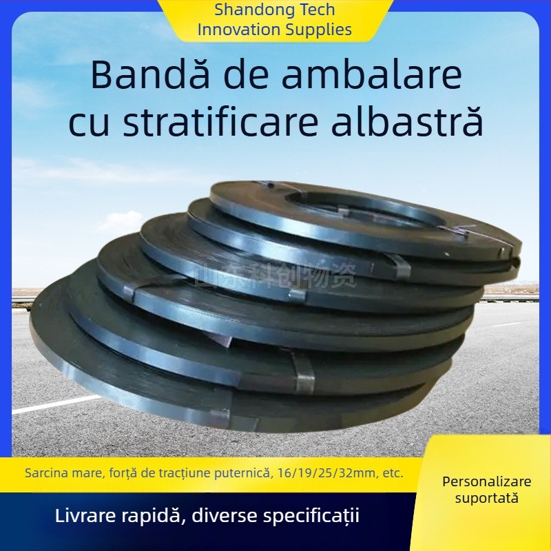 Bandă de ambalare din oțel vopsit albastru, lățimi 16/19/25/32 mm, curele metalice pentru legarea produselor metalice