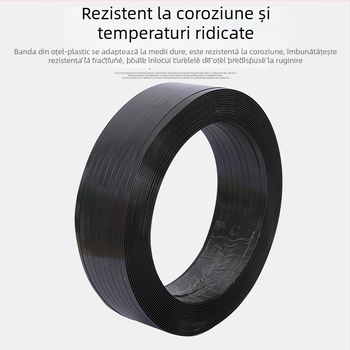 Bandă de ambalare neagră din plastic-otel, țesută, cu lipire termică