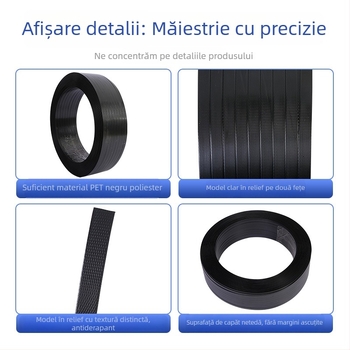 Bandă de ambalare neagră din plastic-otel, țesută, cu lipire termică