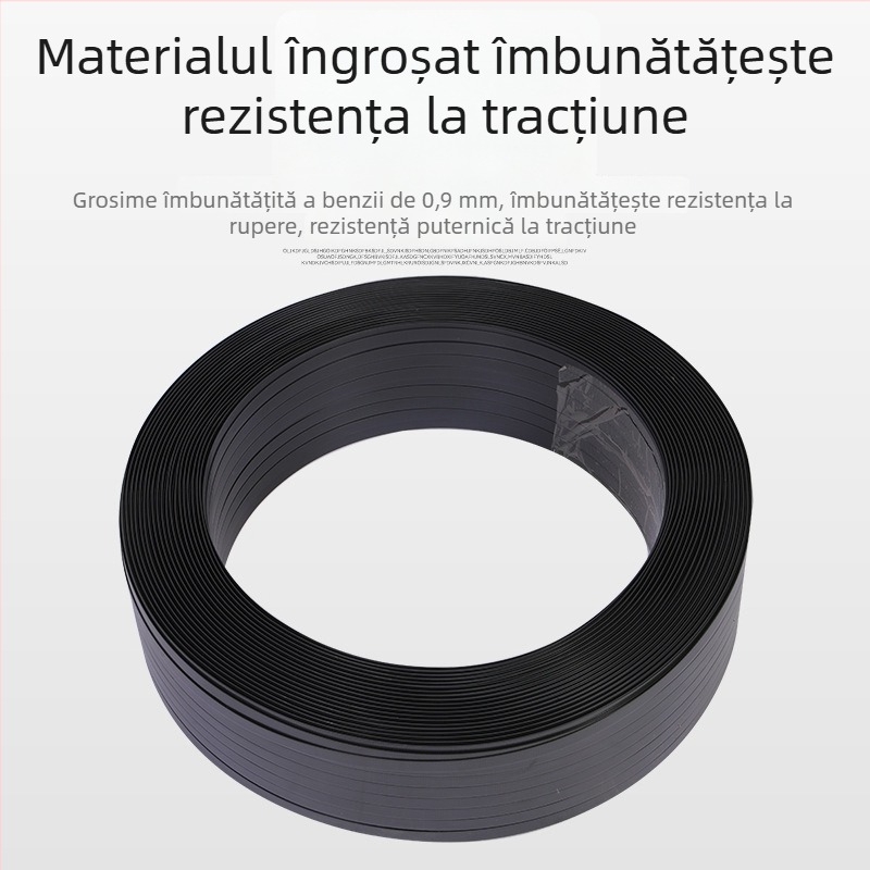 Bandă de ambalare neagră din plastic-otel, țesută, cu lipire termică