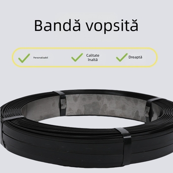 Bandă din oțel vopsit pentru ambalare, anticorozivă, finisaj negru, lățime 32 mm, rezistență înaltă 850 MPa