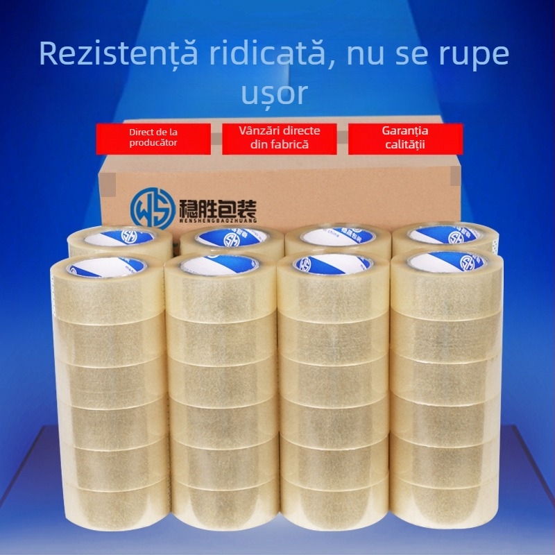 Bandă de ambalat bej transparentă, lățime 4,5 cm, lungime 100 m, BOPP, adeziv puternic pentru sigilarea coletelor