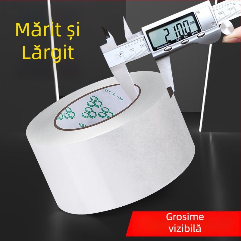 Bandă transparentă de ambalare, rolă mare, rezistentă la rupere, bandă de sigilare îngroșată pentru ambalare, lungime 60 m, lățime la alegere.
