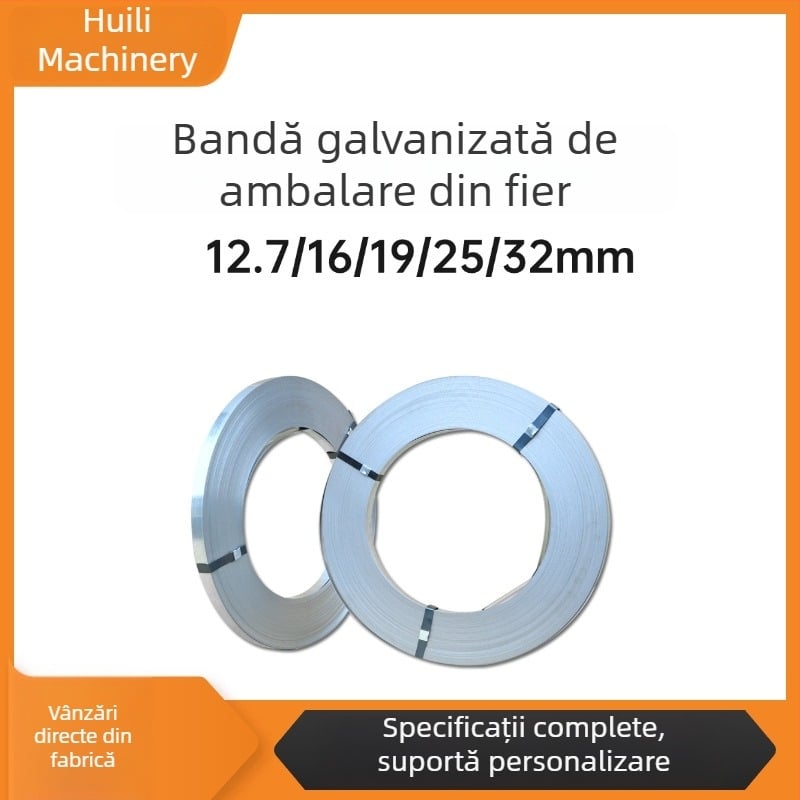 Bandă din oțel zincat pentru ambalare greu, galvanizare la cald, rezistentă la coroziune, 16/19/32 mm, rezistență la tracțiune 420 MPa