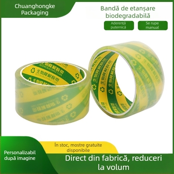 Bandă adezivă biodegradabilă, transparentă pentru ambalare, ecologică, rezistentă la temperaturi ridicate și scăzute, fără plastificatori, adeziv pe bază de apă