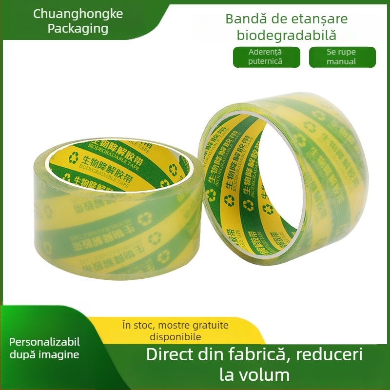 Bandă adezivă biodegradabilă, transparentă pentru ambalare, ecologică, rezistentă la temperaturi ridicate și scăzute, fără plastificatori, adeziv pe bază de apă