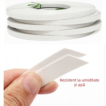 Bandă PET embossată, alb-negru, ecologică, pentru ambalare, grosime 0,55–0,8 mm, rezistență la tracțiune 160 kg