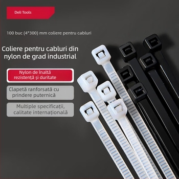 Deli bandă auto-blocantă din nylon pentru cabluri DL9446, alb/negru
