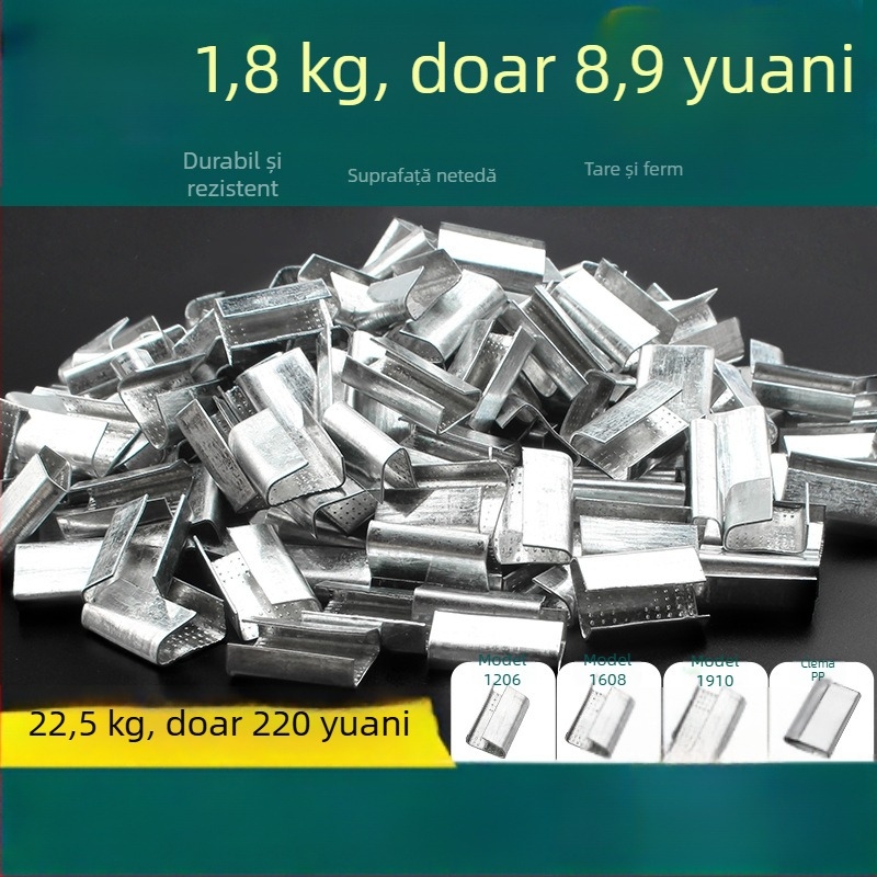 Cataramă de ambalare pentru curea PET din plastic-otel, manuală, model 1608, cataramă din fier, curea de legare, cataramă de ambalare manuală, aluminiu galvanizat