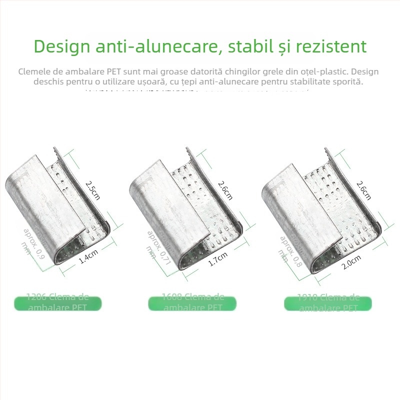 Cataramă de ambalare pentru curea PET din plastic-otel, manuală, model 1608, cataramă din fier, curea de legare, cataramă de ambalare manuală, aluminiu galvanizat