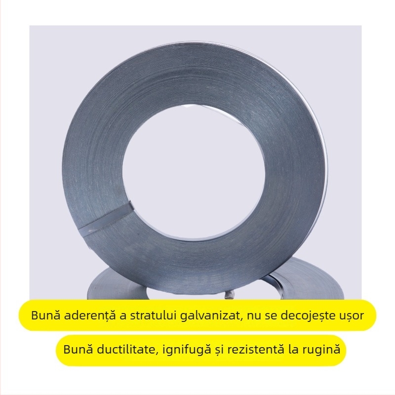 Bandă din oțel zincat pentru ambalare, lățime 25 mm, rezistentă la coroziune