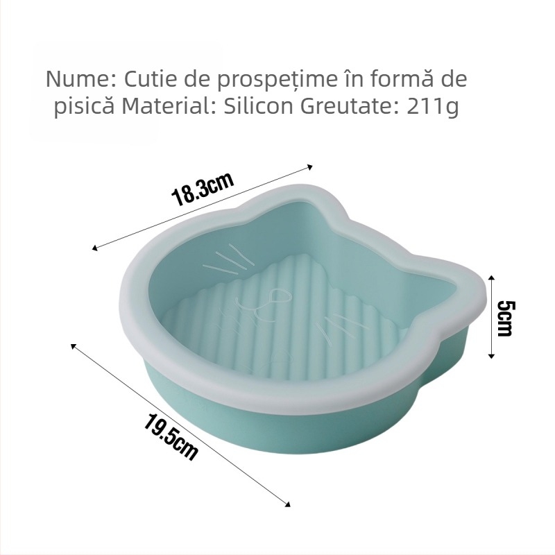 Accesorii pentru friteuza cu aer: tavă de copt din silicon, formă de tort din silicon în formă de pisică, recipient de depozitare multifuncțional cu capac