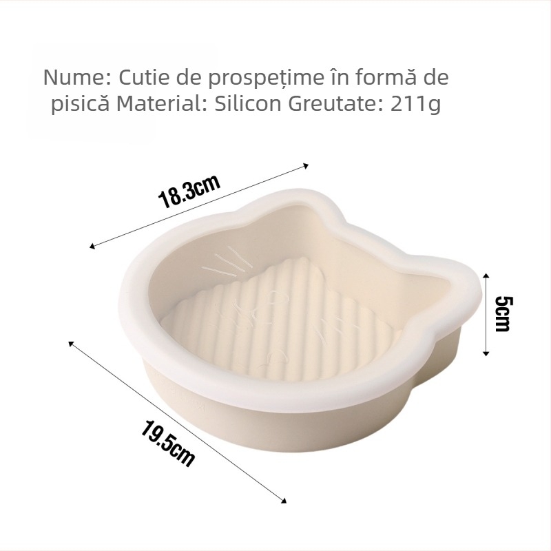 Accesorii pentru friteuza cu aer: tavă de copt din silicon, formă de tort din silicon în formă de pisică, recipient de depozitare multifuncțional cu capac