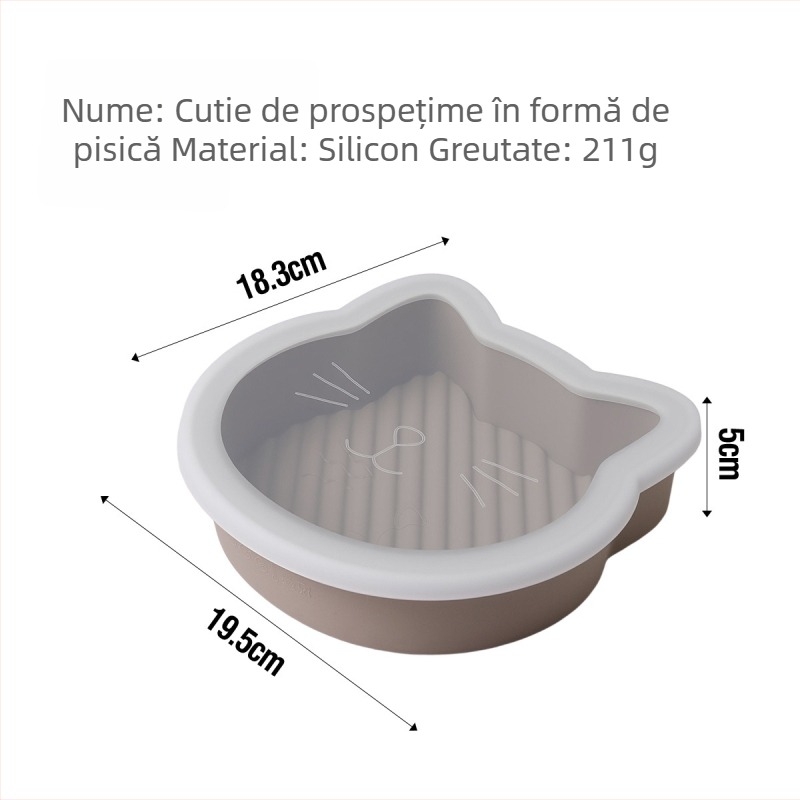 Accesorii pentru friteuza cu aer: tavă de copt din silicon, formă de tort din silicon în formă de pisică, recipient de depozitare multifuncțional cu capac