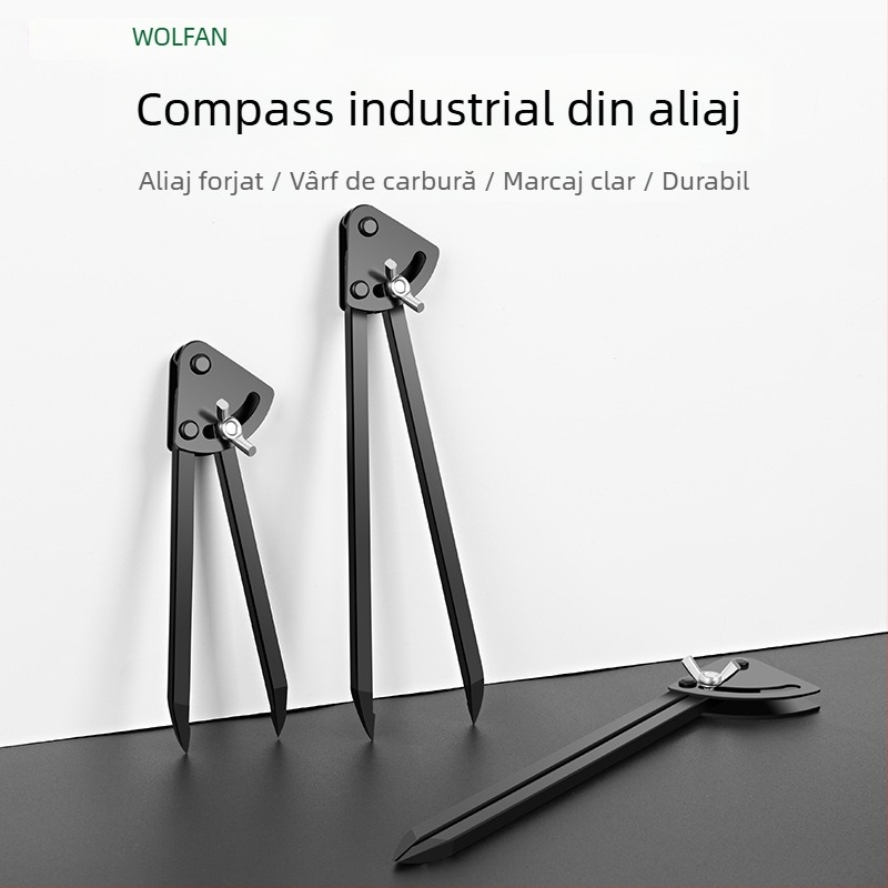 Compas industrial din aliaj și instrumente de planificare și marcare pentru tâmplari