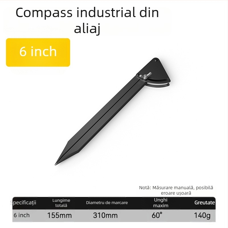 Compas industrial din aliaj și instrumente de planificare și marcare pentru tâmplari