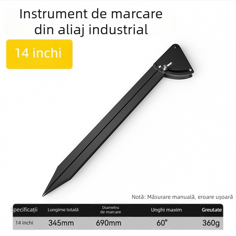 Compas industrial din aliaj și instrumente de planificare și marcare pentru tâmplari