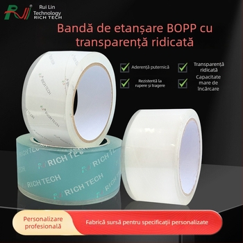 Bandă de ambalare BOPP transparentă, personalizabilă, cu aderență puternică, rezistentă la rupere