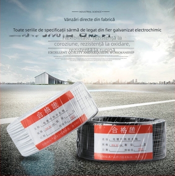 Sârmă din oțel galvanizat cu înveliș PVC, legături pentru cabluri, dimensiuni 0,45–1,5 mm, negru sau alb