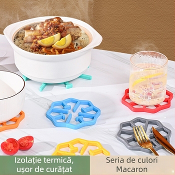 Suporturi din silicon pentru farfurii și pahare, pliabile, anti-derapare, izolație termică, rezistente la temperaturi înalte, rotunde
