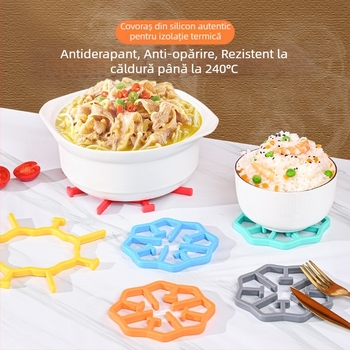 Suporturi din silicon pentru farfurii și pahare, pliabile, anti-derapare, izolație termică, rezistente la temperaturi înalte, rotunde