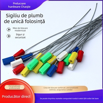 Sigiliu din sârmă de oțel, de unică folosință, cu mecanism de etanșare pentru containere logistice și camioane-cisternă