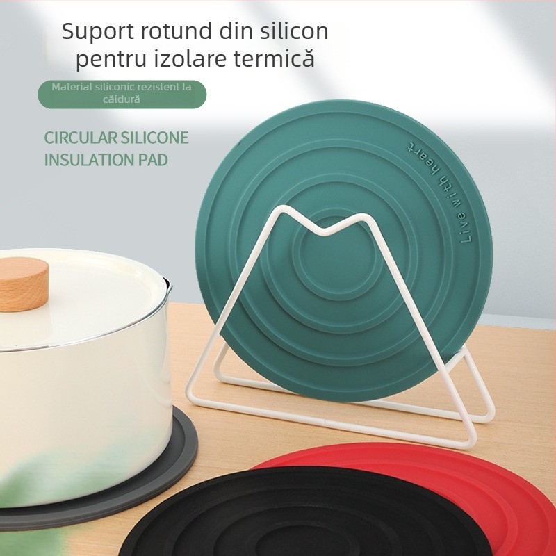 Suport circular din silicon pentru caserole – izolație termică, anti-arzire, antiderapant, protecție pentru masă