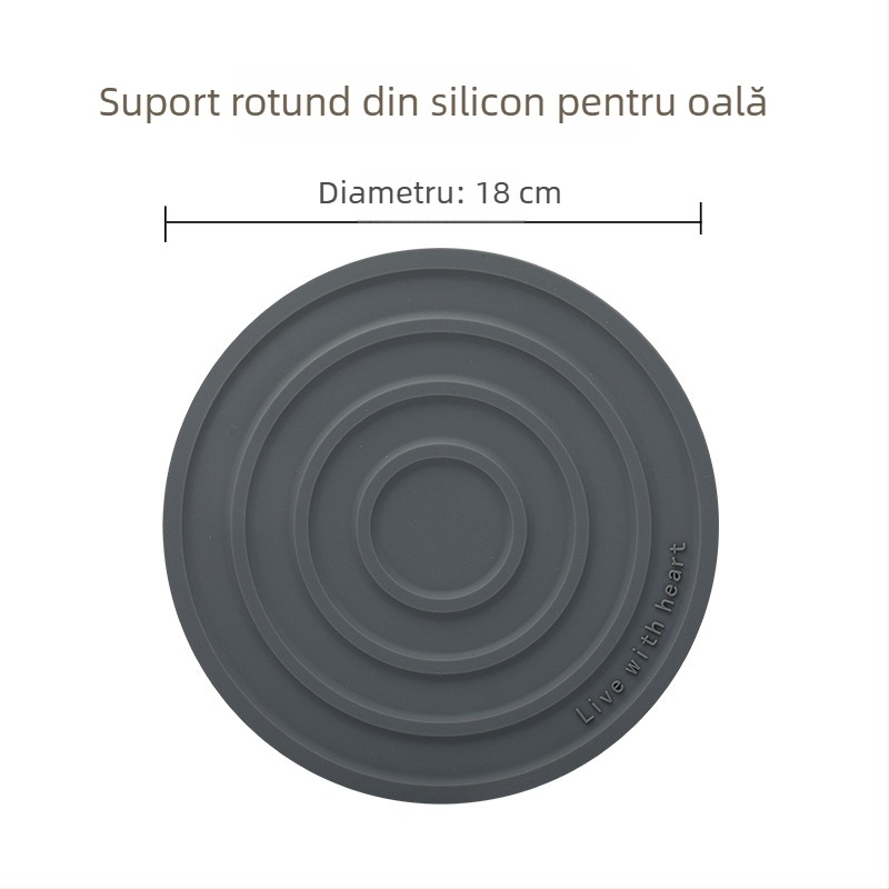 Suport circular din silicon pentru caserole – izolație termică, anti-arzire, antiderapant, protecție pentru masă