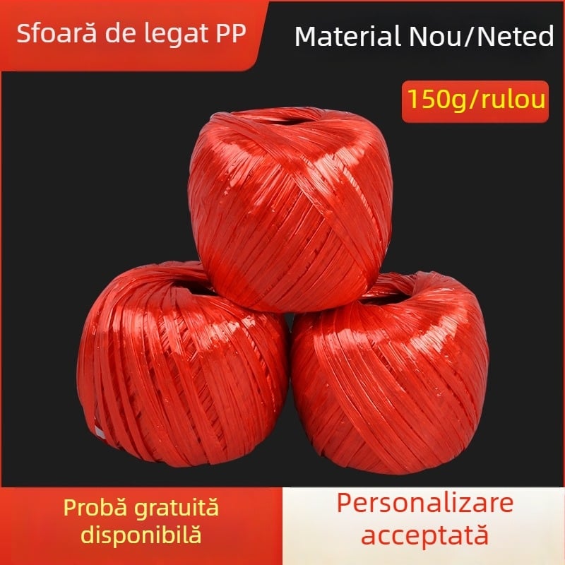 Șnur plastic colorat pentru ambalare, șnur plat, 150 g
