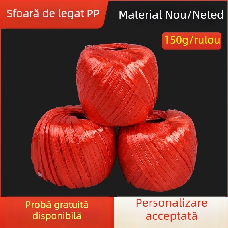 Șnur plastic colorat pentru ambalare, șnur plat, 150 g