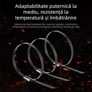 Curele pentru cabluri din oțel inoxidabil cu acoperire prin pulverizare, de calitate marină, negre, autoîncuietoare, curele metalice pentru cabluri, lățime 4,6 mm