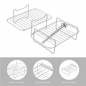 Raft pentru grătar cu 4 brațe, raft dublu pentru friteuza cu aer, raft de aburi din oțel inoxidabil, accesoriu pentru bucătărie casnică, protecție împotriva arsurilor