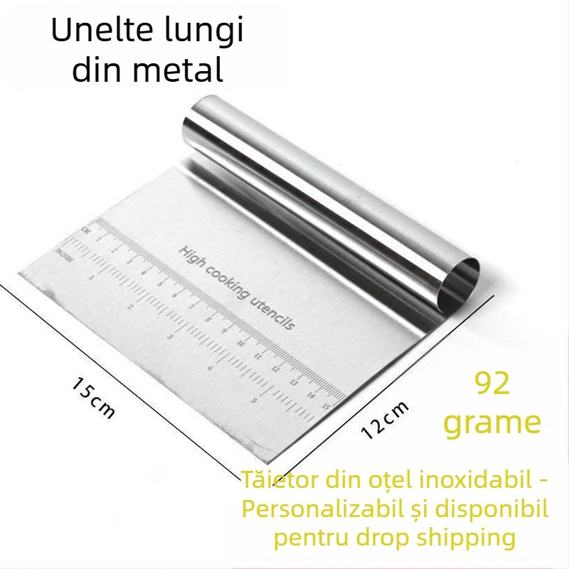Tăietor din oțel inoxidabil pentru făină, destinat uzului casnic, cu scară; spatulă din oțel inoxidabil pentru aluat de prăjit și aluat pentru tăiței de orez; instrument de coacere