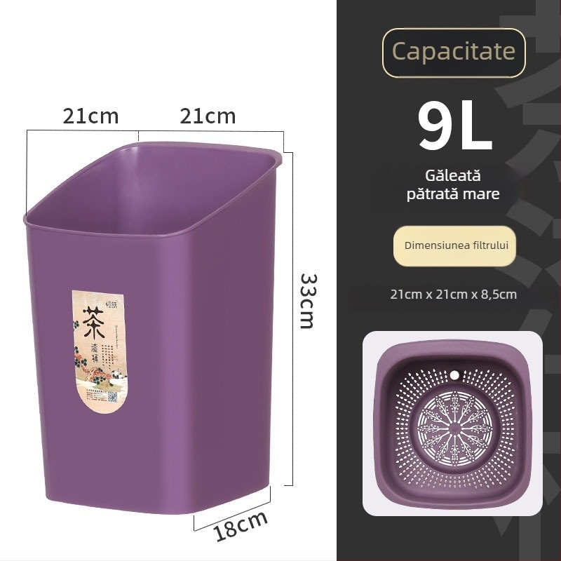 Coș pentru resturi de ceai cu filtru, separare uscat–umed, mic container de bucătărie