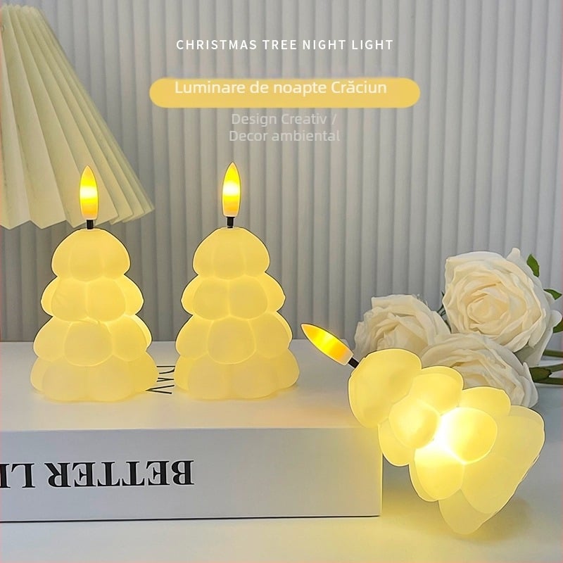 Lampă de Crăciun în formă de brad – lumină de noapte pentru dormitor sau cămin, veioză de noptieră, decor pentru petreceri, cadou pentru cei mai buni prieteni