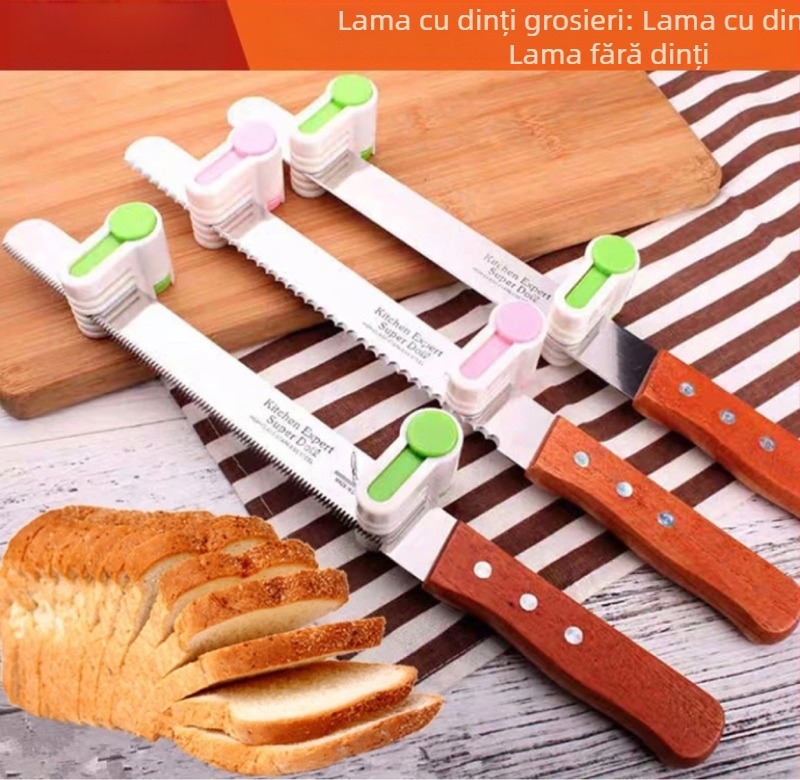 Cuțit de pâine din oțel inoxidabil cu lamă zimțată – pentru tăiat pâine și prăjituri, unelte pentru coacere acasă