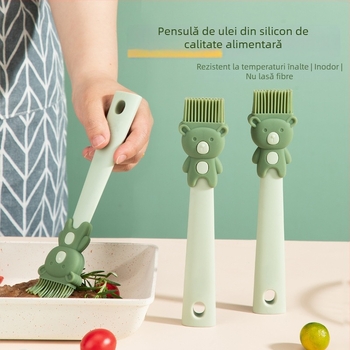 Pensulă de uns din silicon, cu design cartoon, rezistentă la temperaturi înalte, pentru bucătărie, pentru gătit și clătite