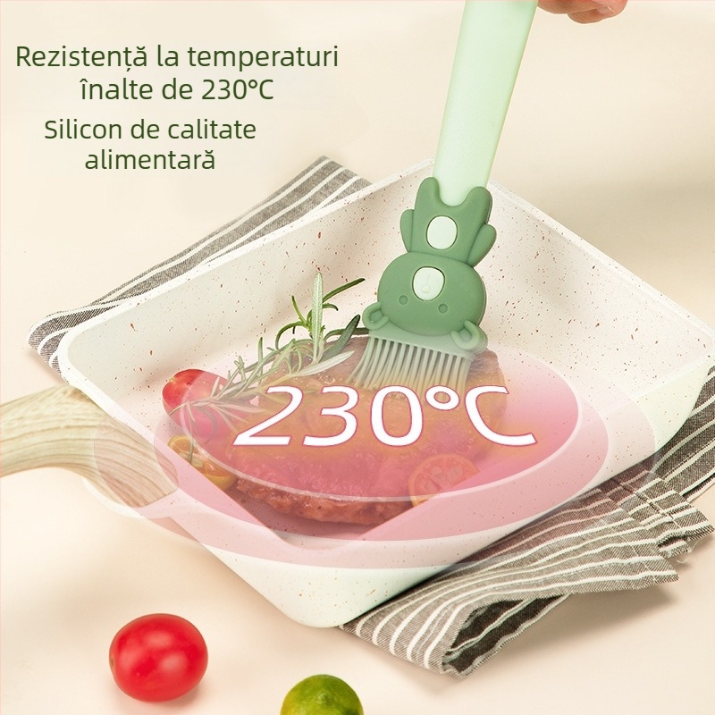 Pensulă de uns din silicon, cu design cartoon, rezistentă la temperaturi înalte, pentru bucătărie, pentru gătit și clătite