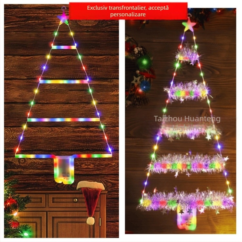 Lumini LED în formă de scară pentru Crăciun, solare, iluminare decorativă pentru dormitor