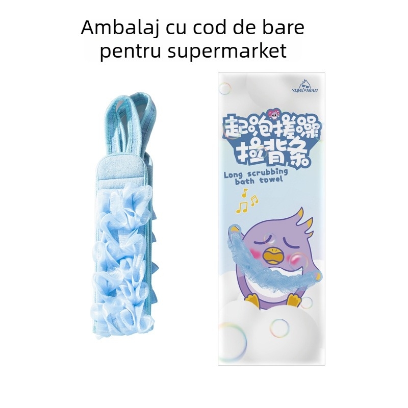 Prosop de exfoliere a spatelui cu curea de tracțiune — exfoliere puternică, nu irită pielea; două în unu: floare de baie și minge cu spumă