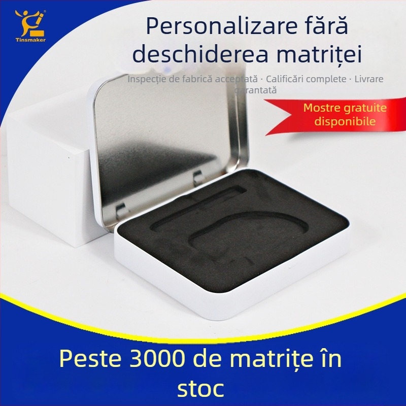 Cutie personalizată din tablă pentru ambalaje, pătrată, pentru cosmetice, măști, USB, foarfece de unghii și cărți de poker