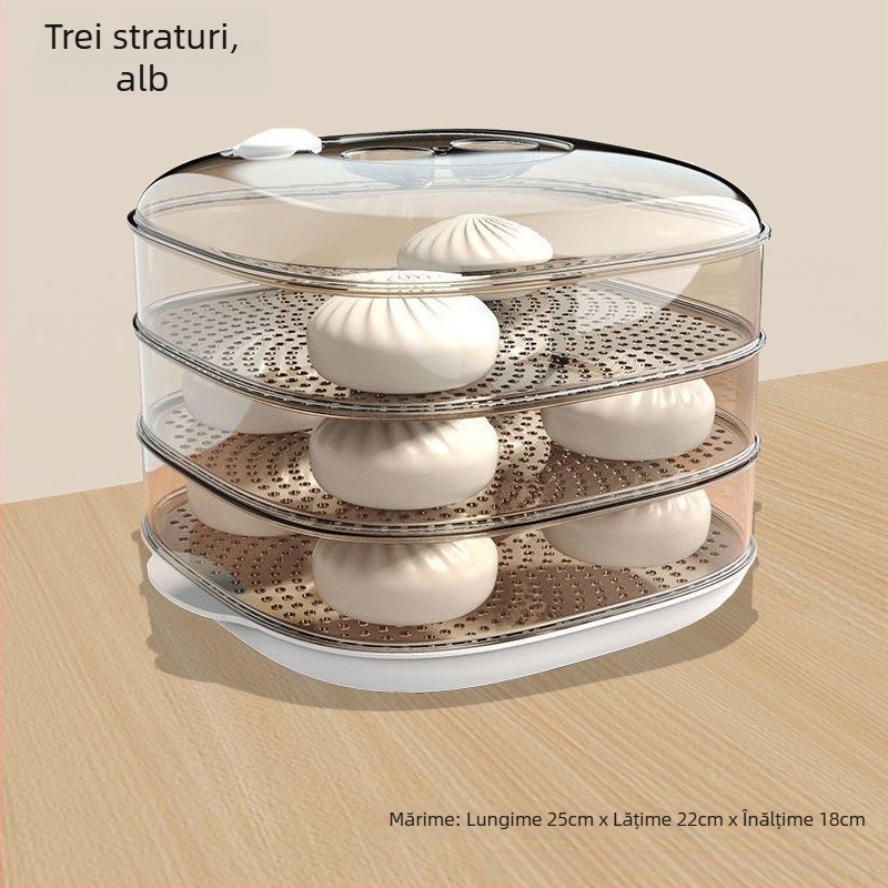 Cutie transparentă de aburi pentru microunde cu capac, pentru încălzirea chiflelor aburite, multifuncțională pentru uz casnic