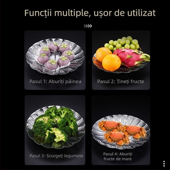 Suport de abur din oțel inoxidabil gros, pentru uz casnic, tavă de abur multifuncțională, coș de abur pliabil, aparat de gătit cu abur pentru găluțe și legume