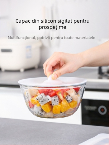 Capac din silicon pentru păstrarea prospețimii, compatibil cu microunde, capac rotund pentru bol, etanșare anti-stropire pentru cutie de prânz
