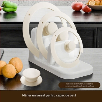 Capac din silicon alimentar cu sticlă temperată, rezistent la temperaturi înalte, etanș, cu mâner demontabil, pentru tigaie și oală de lapte