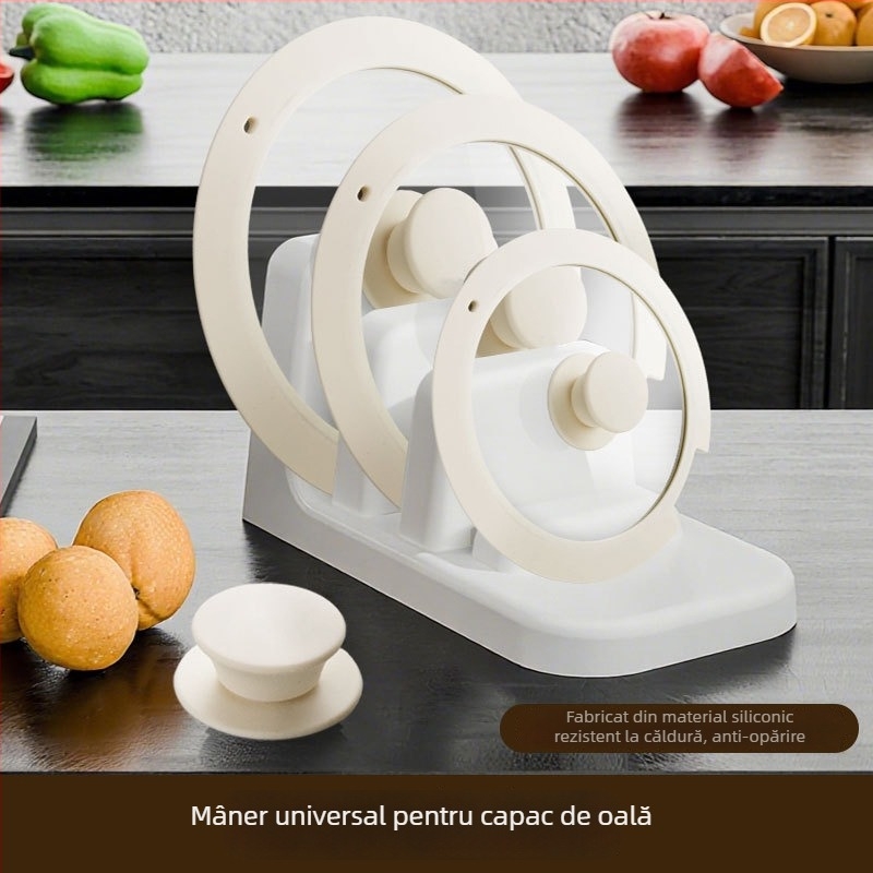 Capac din silicon alimentar cu sticlă temperată, rezistent la temperaturi înalte, etanș, cu mâner demontabil, pentru tigaie și oală de lapte