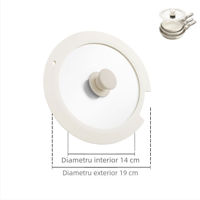 Capac din silicon alimentar cu sticlă temperată, rezistent la temperaturi înalte, etanș, cu mâner demontabil, pentru tigaie și oală de lapte